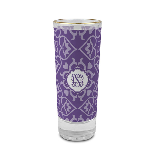 Custom Lotus Flower 2 oz Shot Glass - Glass with Gold Rim (Personalized)