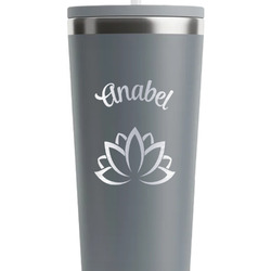 Lotus Flower RTIC Everyday Tumbler with Straw - 28oz - Grey - Double-Sided (Personalized)