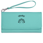 Lotus Flower Ladies Leatherette Wallet - Laser Engraved- Teal (Personalized)