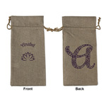 Lotus Flower Large Burlap Gift Bag - Front & Back (Personalized)