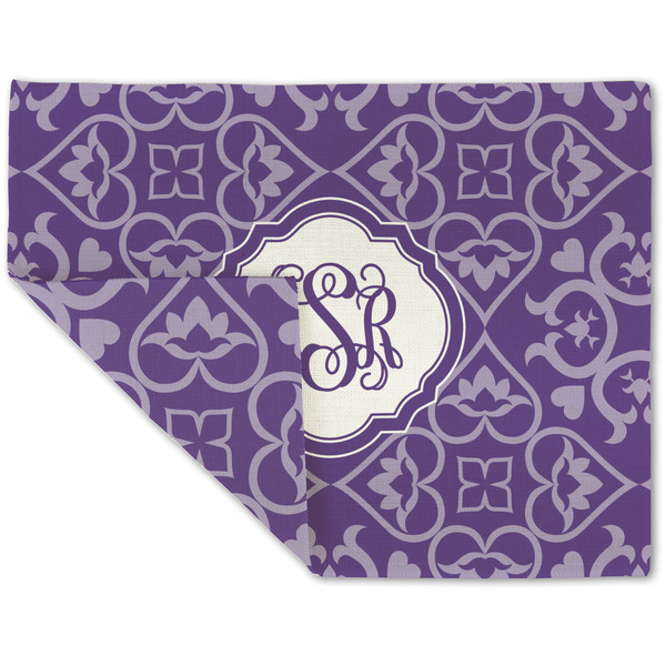 Custom Lotus Flower Double-Sided Linen Placemat - Single w/ Monogram