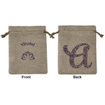 Lotus Flower Medium Burlap Gift Bag - Front & Back (Personalized)