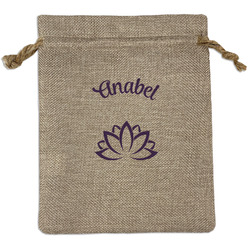 Lotus Flower Medium Burlap Gift Bag - Front (Personalized)