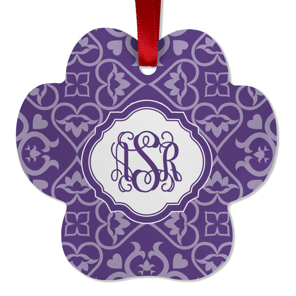 Custom Lotus Flower Metal Paw Ornament - Double Sided w/ Monogram