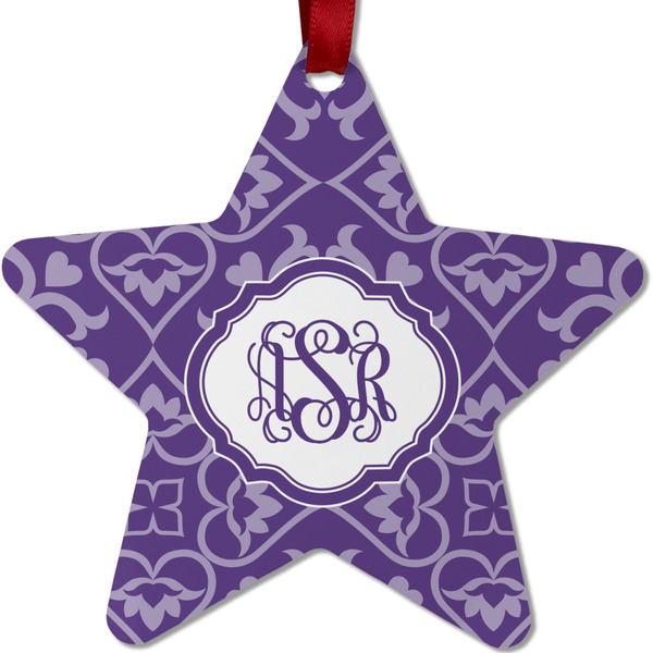 Custom Lotus Flower Metal Star Ornament - Double Sided w/ Monogram