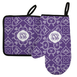 Lotus Flower Left Oven Mitt & Pot Holder Set w/ Monogram