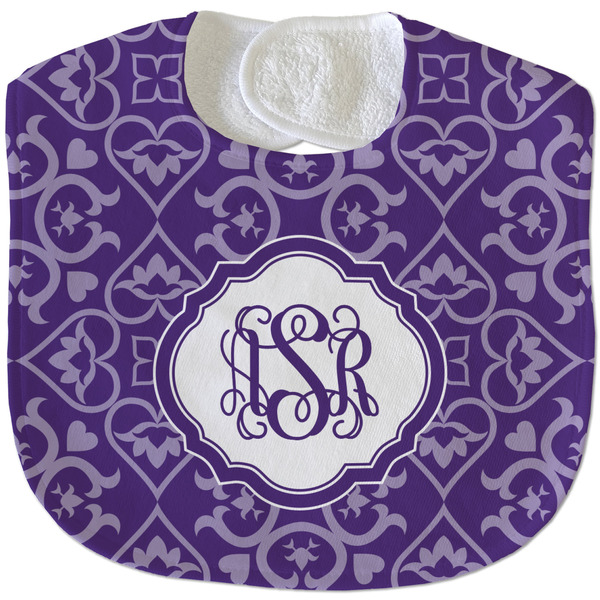 Custom Lotus Flower Velour Baby Bib w/ Monogram