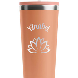 Lotus Flower RTIC Everyday Tumbler with Straw - 28oz - Peach - Single-Sided (Personalized)