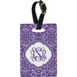 Lotus Flower Plastic Luggage Tag - Rectangular w/ Monogram