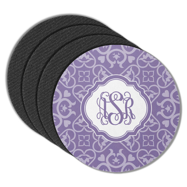 Custom Lotus Flower Round Rubber Backed Coasters - Set of 4 (Personalized)