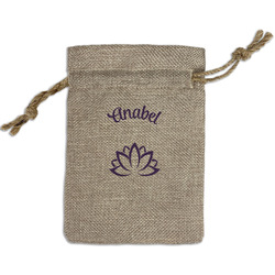 Lotus Flower Small Burlap Gift Bag - Front (Personalized)