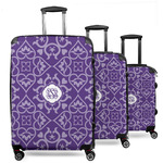 Lotus Flower 3 Piece Luggage Set - 20" Carry On, 24" Medium Checked, 28" Large Checked (Personalized)