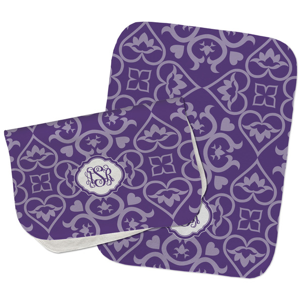 Custom Lotus Flower Burp Cloths - Fleece - Set of 2 w/ Monogram