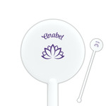 Lotus Flower 5.5" Round Plastic Stir Sticks - White - Single Sided (Personalized)