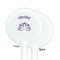 Lotus Flower White Plastic 5.5" Stir Stick - Single Sided - Round - Front & Back