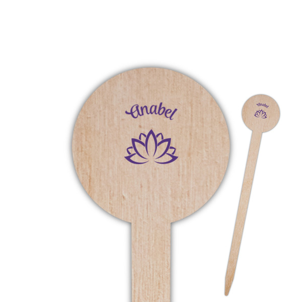 Custom Lotus Flower 6" Round Wooden Food Picks - Double Sided (Personalized)