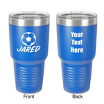 Soccer 30 oz Stainless Steel Tumbler - Royal Blue - Double-Sided (Personalized)