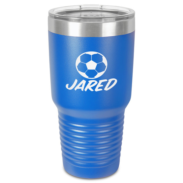 Custom Soccer 30 oz Stainless Steel Tumbler - Royal Blue - Single-Sided (Personalized)