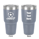 Soccer 30 oz Stainless Steel Tumbler - Grey - Double-Sided (Personalized)