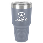 Soccer 30 oz Stainless Steel Tumbler - Grey - Single-Sided (Personalized)