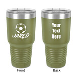 Soccer 30 oz Stainless Steel Tumbler - Olive - Double-Sided (Personalized)