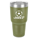 Soccer 30 oz Stainless Steel Tumbler - Olive - Single-Sided (Personalized)