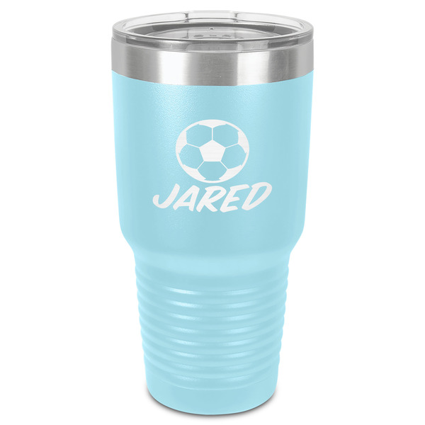 Custom Soccer 30 oz Stainless Steel Tumbler - Teal - Single-Sided (Personalized)