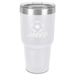 Soccer 30 oz Stainless Steel Tumbler - White - Single-Sided (Personalized)