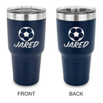 Soccer 30 oz Stainless Steel Tumbler - Navy - Double Sided (Personalized)