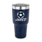 Soccer 30 oz Stainless Steel Tumbler - Navy - Single Sided (Personalized)