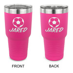 Soccer 30 oz Stainless Steel Tumbler - Pink - Double Sided (Personalized)
