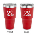 Soccer 30 oz Stainless Steel Tumbler - Red - Double Sided (Personalized)