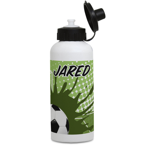 Custom Soccer Water Bottles - Aluminum - 20 oz - White (Personalized)