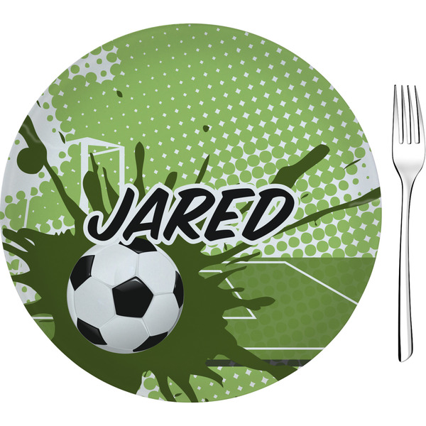 Custom Soccer 8" Glass Appetizer / Dessert Plates - Single or Set (Personalized)