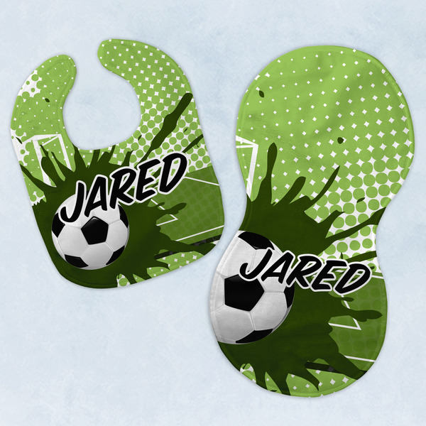 Custom Soccer Baby Bib & Burp Set w/ Name or Text