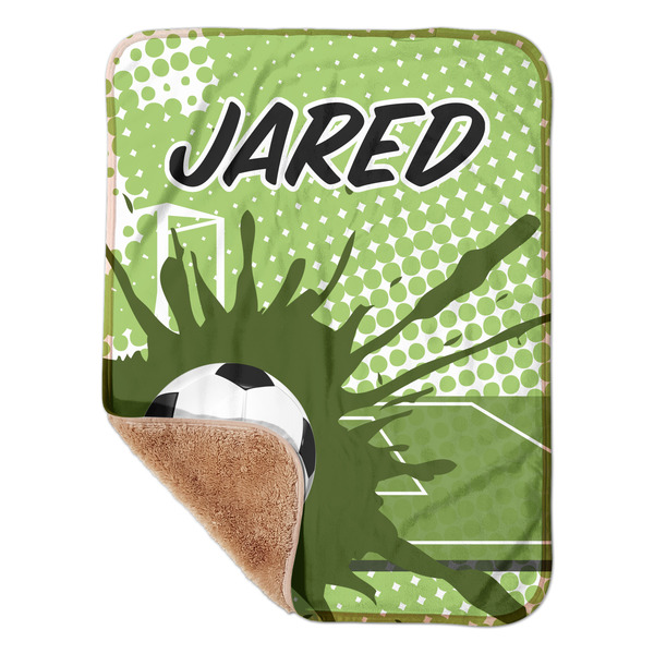 Custom Soccer Sherpa Baby Blanket - 30" x 40" w/ Name or Text