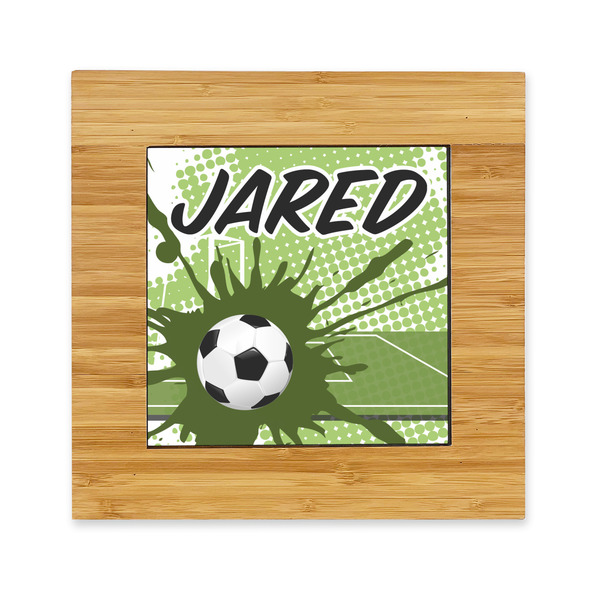 Custom Soccer Bamboo Trivet with Ceramic Tile Insert (Personalized)