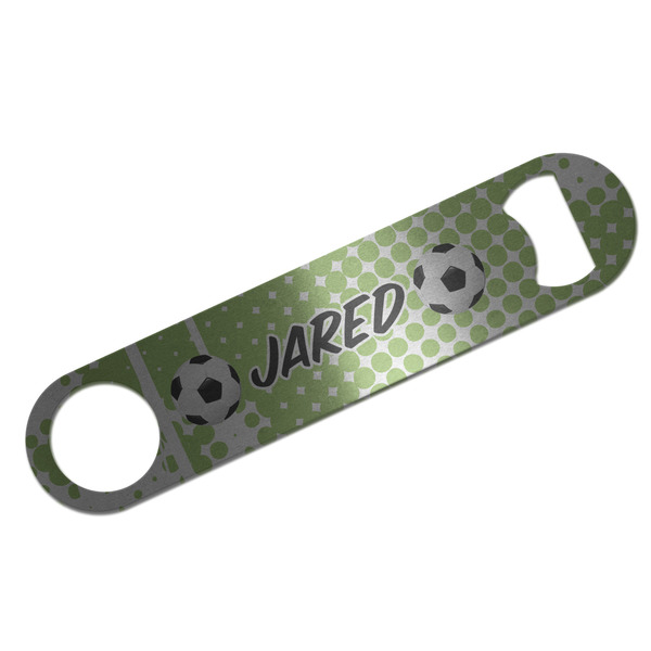 Custom Soccer Bar Bottle Opener - Silver w/ Name or Text