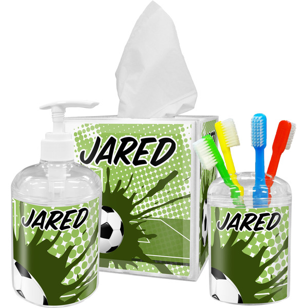 Custom Soccer Acrylic Bathroom Accessories Set w/ Name or Text