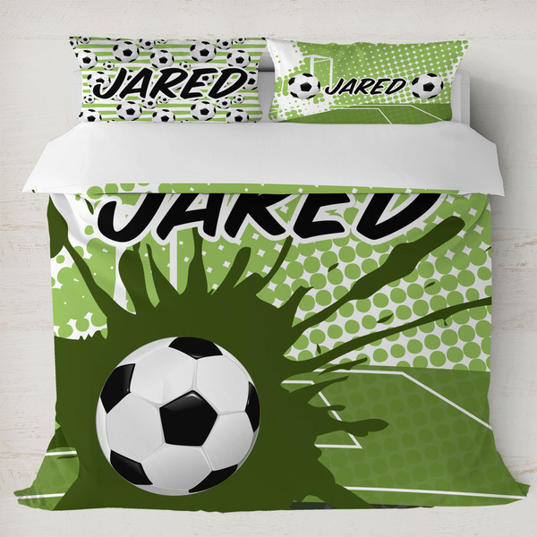 Custom Soccer Duvet Cover Set - King (Personalized)