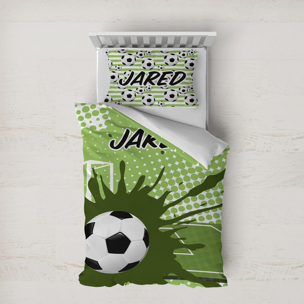 Custom Soccer Duvet Cover Set - Twin XL (Personalized)