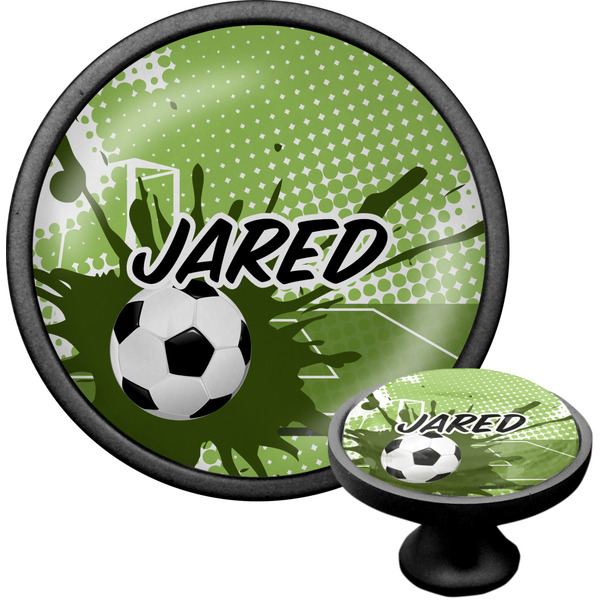 Custom Soccer Cabinet Knob (Black) (Personalized)