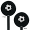 Soccer Black Plastic 5.5" Stir Stick - Double Sided - Round - Front & Back