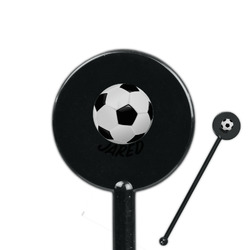 Soccer 5.5" Round Plastic Stir Sticks - Black - Single Sided (Personalized)