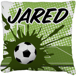 Soccer Faux-Linen Throw Pillow 16" (Personalized)