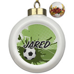 Soccer Ceramic Ball Ornaments - Poinsettia Garland (Personalized)