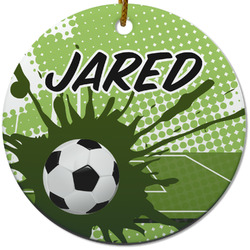 Soccer Round Ceramic Ornament w/ Name or Text