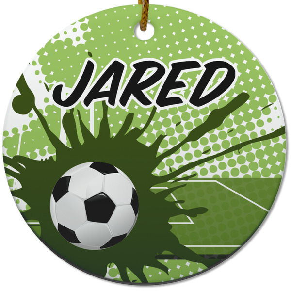 Custom Soccer Round Ceramic Ornament w/ Name or Text