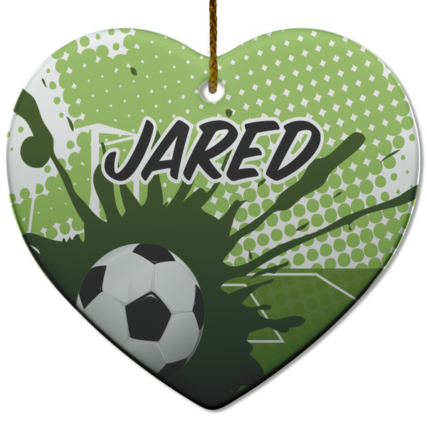 Custom Soccer Heart Ceramic Ornament w/ Name or Text