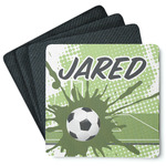 Soccer Square Rubber Backed Coasters - Set of 4 (Personalized)